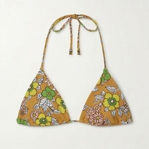 Tory Burch Floral Triangle Bikini Top Sz Large Womens